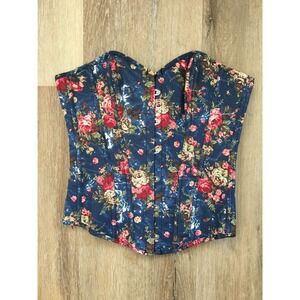 Womens Floral Corset Top Lace‎ Up Bustier Whimsigoth Festival Boho